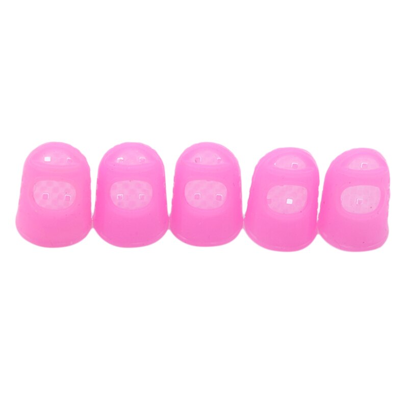 Protectores de dedos de silicona para guitarra, 5 piezas, protectores de dedos para ukelele, antideslizantes, 6 colores opcionales: pink