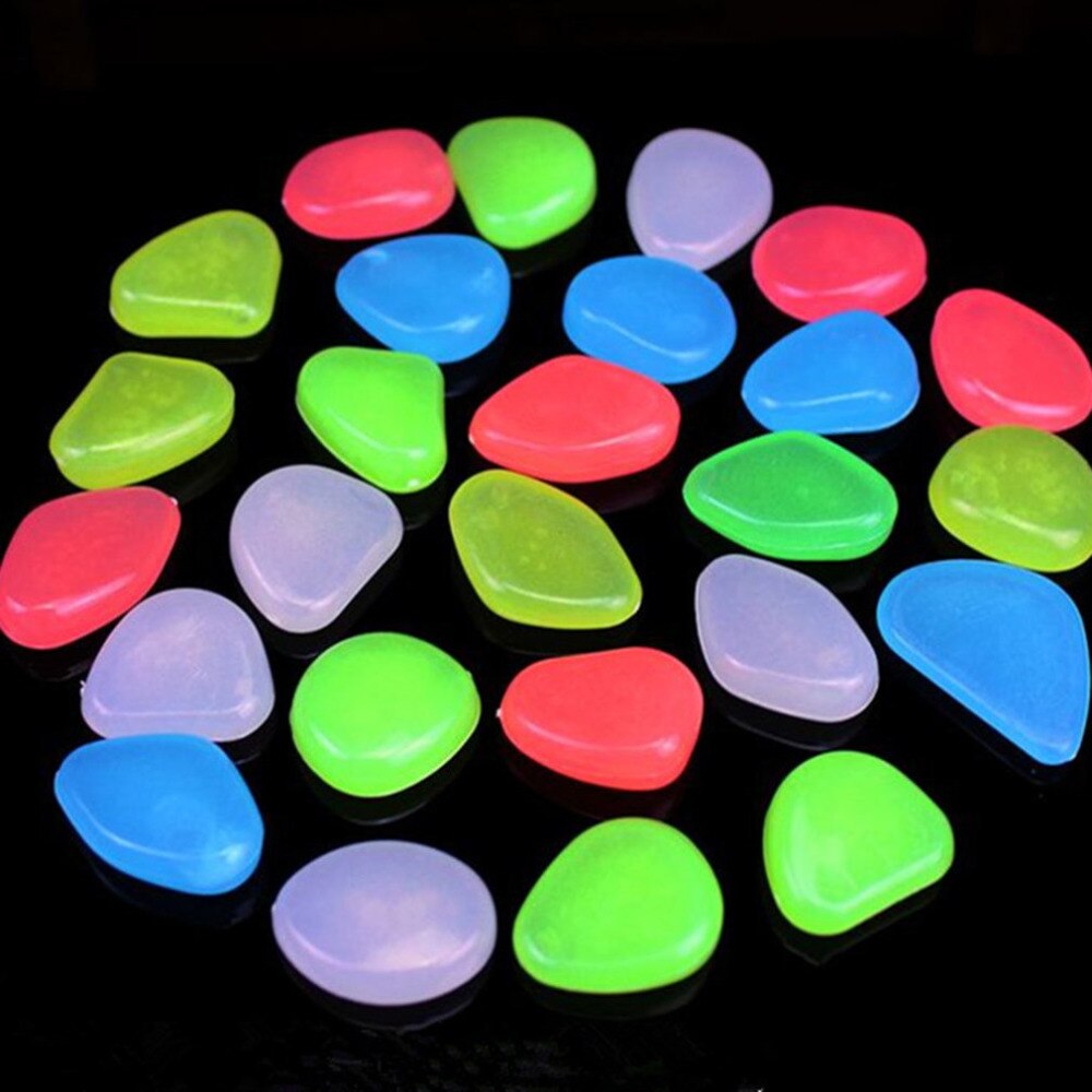 100 stuks Lichtgevende Pebbles Stones Glow In The Dark Tuin Ornamenten Lichtgevende Kunstmatige Steentjes Steen