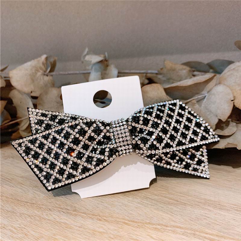 Korean Hair Accessories Black Shinning Rhinestone Paved Big Bowknot Hair Jewelry Hairclip