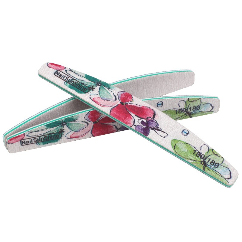 5 st/lot sandpapper nagelfil 180/180 dubbelsidig slipbuffert block grön blombåt nagelfilar för gellack manikyrverktyg