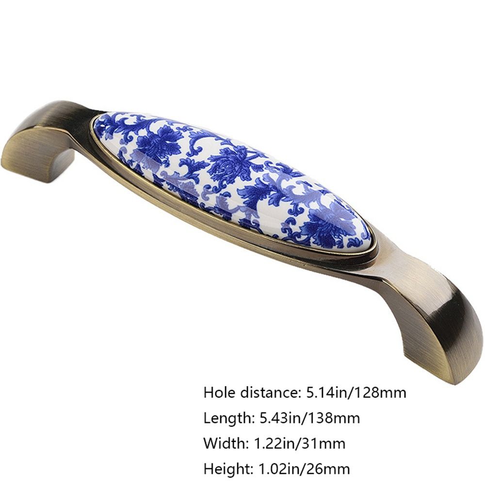 Porcelain Flowers Blue And White Furniture Antique Dresser Cabinet Handles Door Handle Pull Handles Drawer Knobs: Black