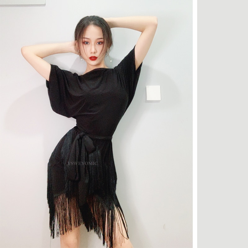 Latin Dance Costume Female Adult Practice Latin Ballroom Dance Dress fringe Latin skirt L286