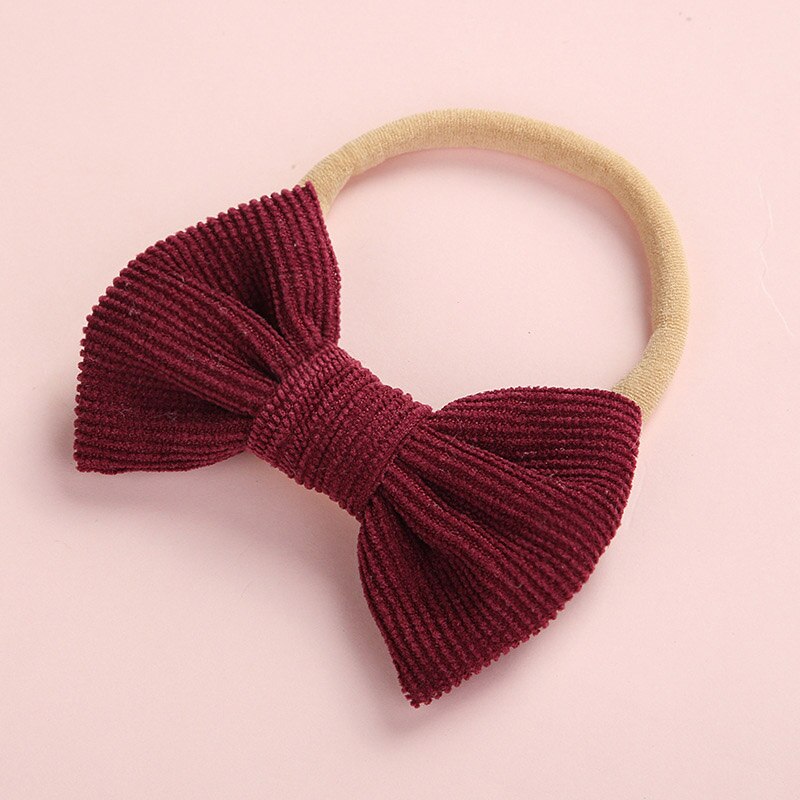 Cute Baby Girl Headband Nylon Bows Elastic Newborn Kids Turban Hair Band Headbands For Girls Haarband Baby Hair Accessories: wine