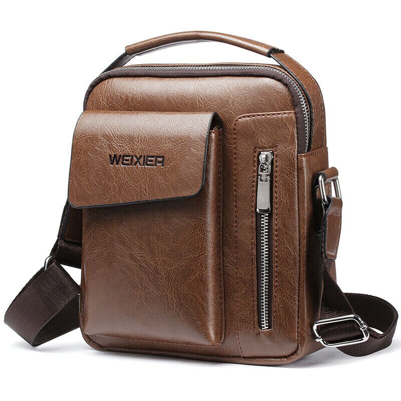 US STOCK Men Crossbody Bags Small Casual Hand Bag PU Leather Male Shoulder Bags