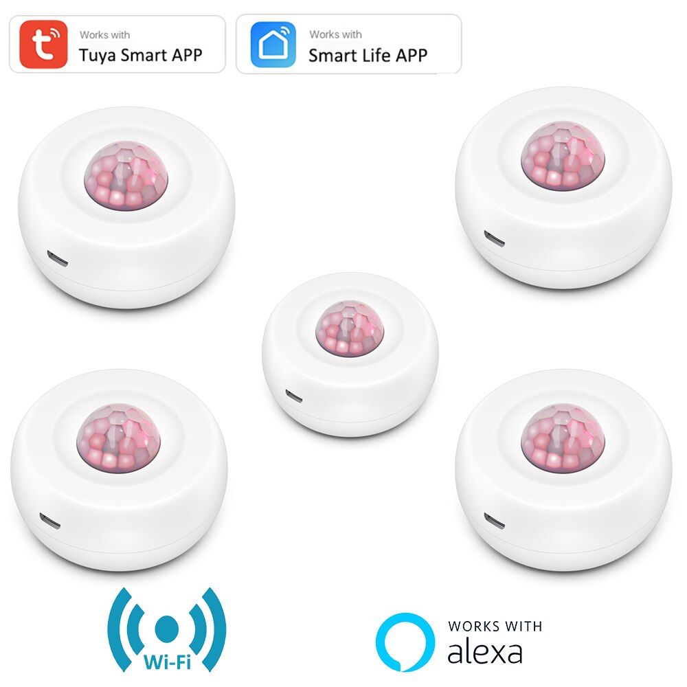 Tuya Smart APP Control WiFi USB Power Motion Sensor Detector Wireless Battery PIR Detector Movement Sensor Alexa APP Routine Set