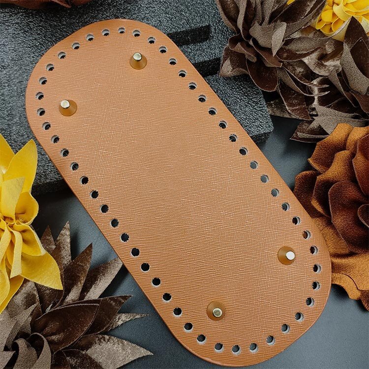 Owalne długie dno do torby z dzianiny PU skórzane akcesoria do toreb ręcznie dno z 52 otworami DIY torba szydełkowa dno 22x10cm: 12