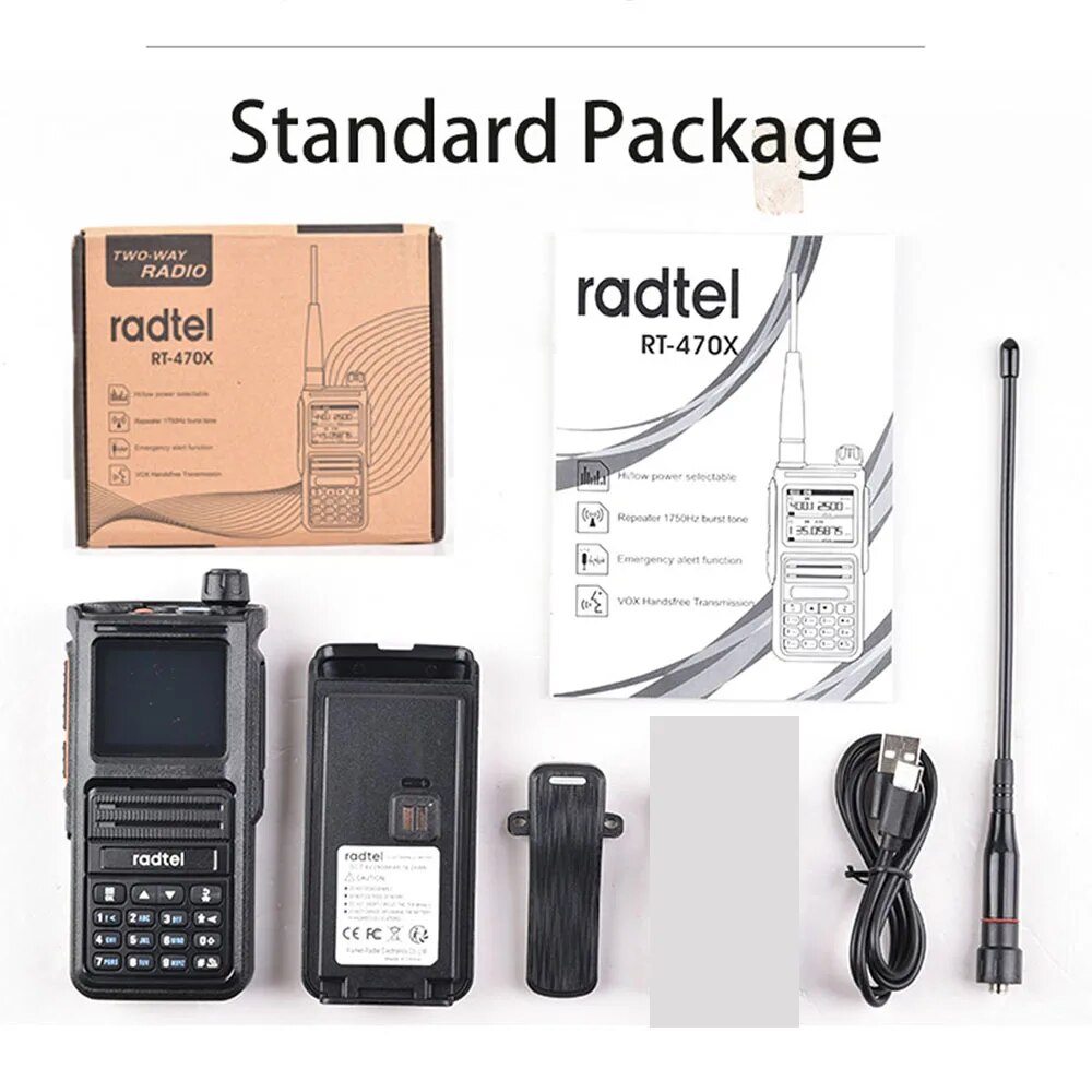 Radtel RT-470X Vollband-Amateurfunk, 256-Kanal-Luftband, Zweiwegradio, USB-C, Luftfahrt, NOAA, Polizei, Marine, Amateur, HT-Scanner, Roger