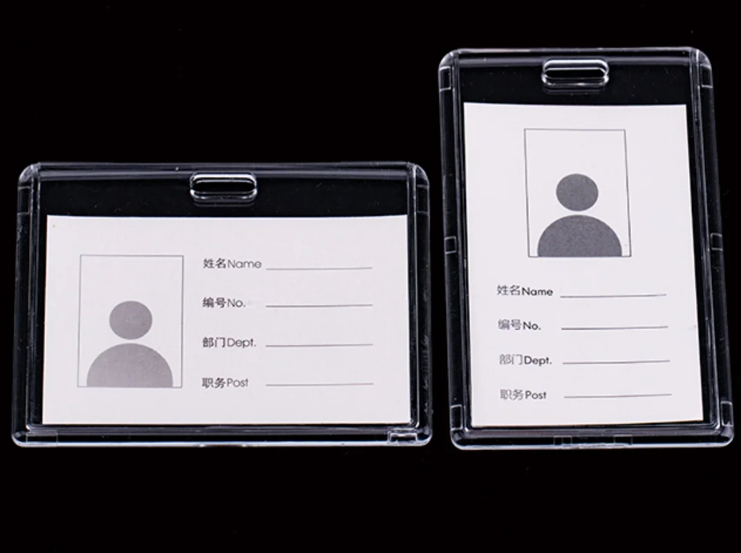 Etiqueta de identificación Horizontal Vertical de plástico duro transparente, acceso a tarjeta de trabajo de empleado, funda, funda, soporte para insignia