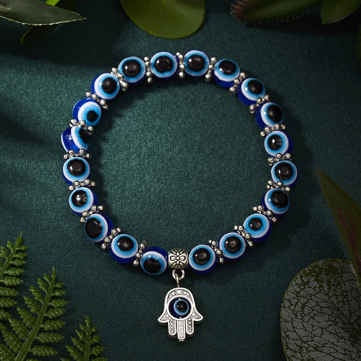 Niebieska bransoletka Evil Eye dla kobiet mężczyzn turecka dłoń wisiorek oczy koraliki Handmade szczęśliwa bransoletka elastyczna regulacja Charm bransoletka