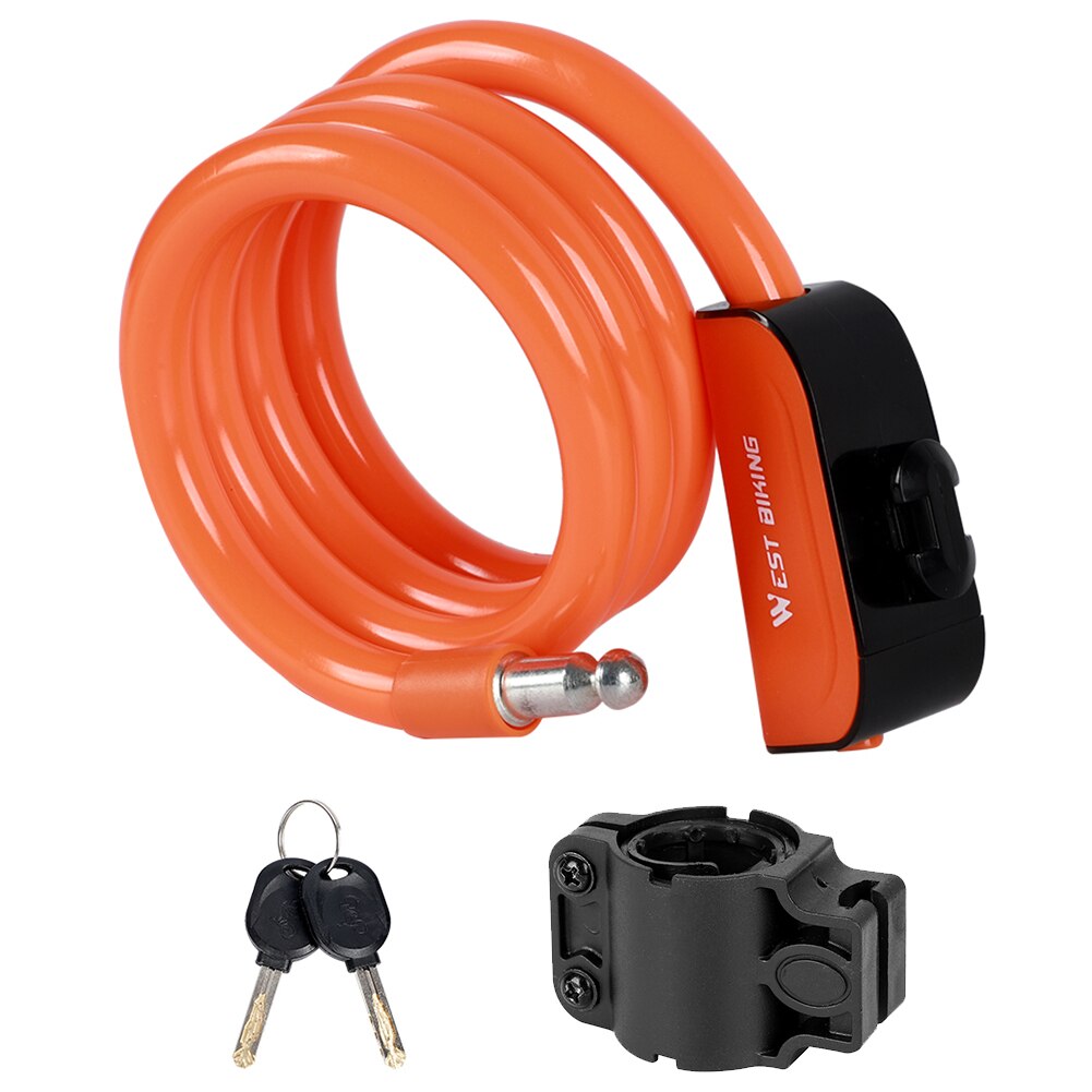 Candado para bicicleta MTB, seguridad antirrobo de 1,2 m, candados para cables de acero para bicicletas, elementos de reparación antiresistencia para exteriores para ciclismo occidental: Naranja