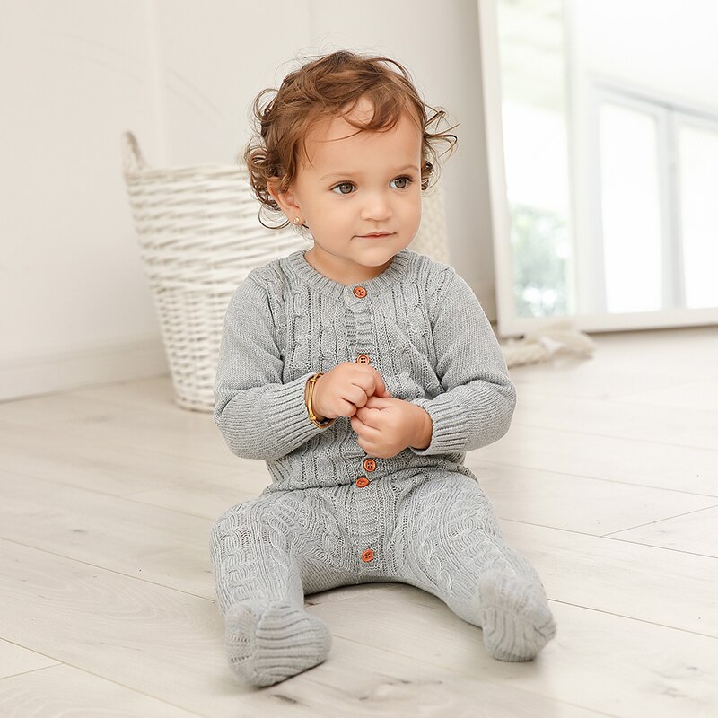 Herfst Baby Baby Meisjes Lange Mouw Gebreide Solid Print Rompertjes Kinderen Jongens Bodysuit Jumpsuit Aankomst