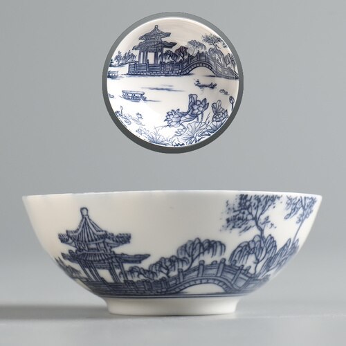 Keramisk kung fu tesæt kinesisk stjernetegn 50ml lille tekop enkelt kop antik blå og hvid porcelænskop personlig master kop: Vestlige sø