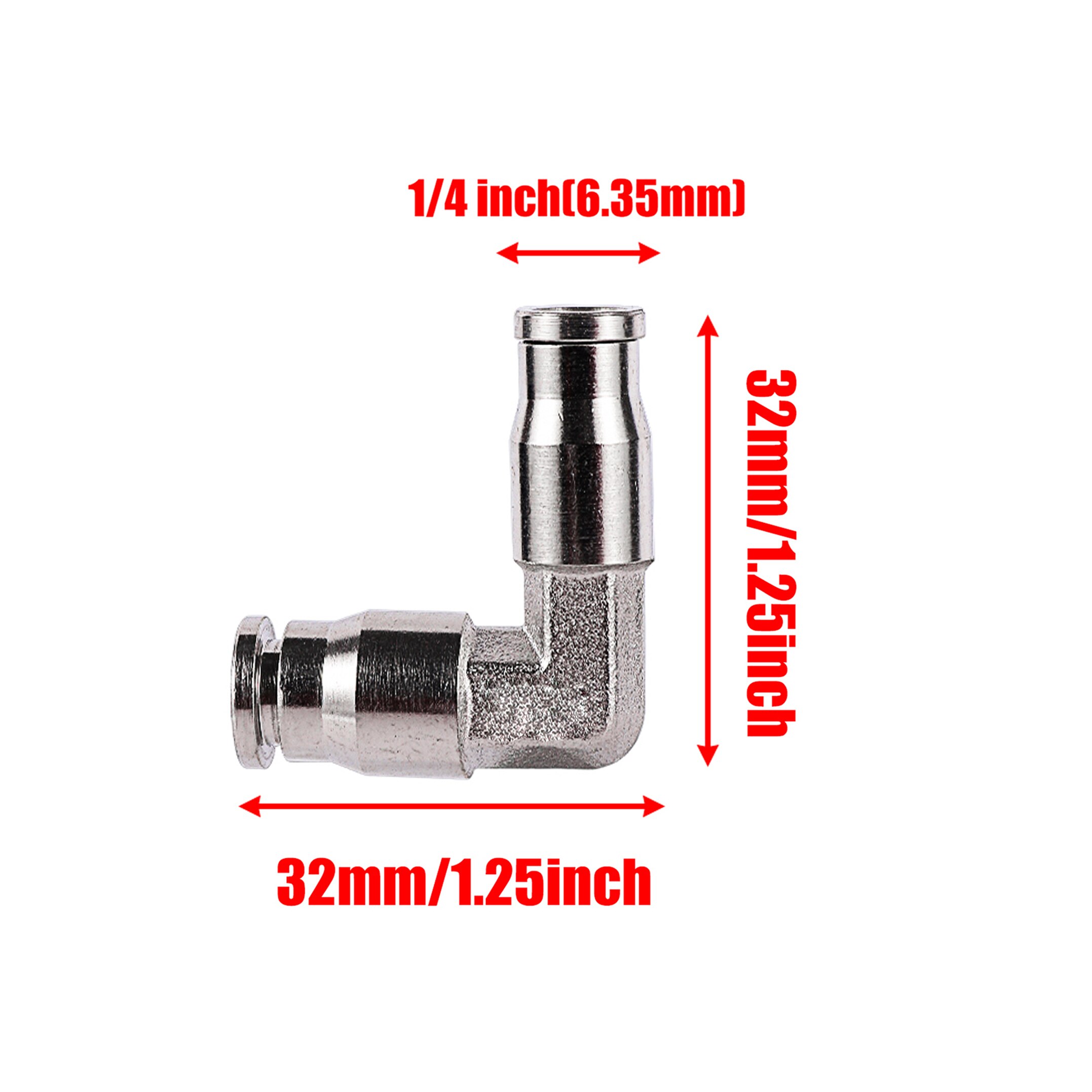 1/4 "Pijp Slip Lock Connector Vernikkeld Koper Snelkoppeling Hoge Druk Verneveling Irrigatie Od 6.35Mm Buis Mondstuk fitting: Elbow