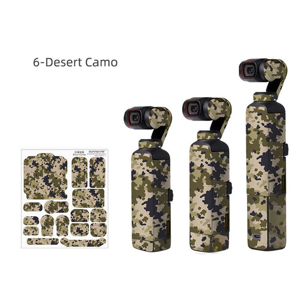 Pcv naklejka odporna na zarysowania skóra dla DJI Pocket 2 kardana ręczna kieszonkowy aparat odporne na zarysowania naklejki filmowe ziarno Protector: 6 desert camo