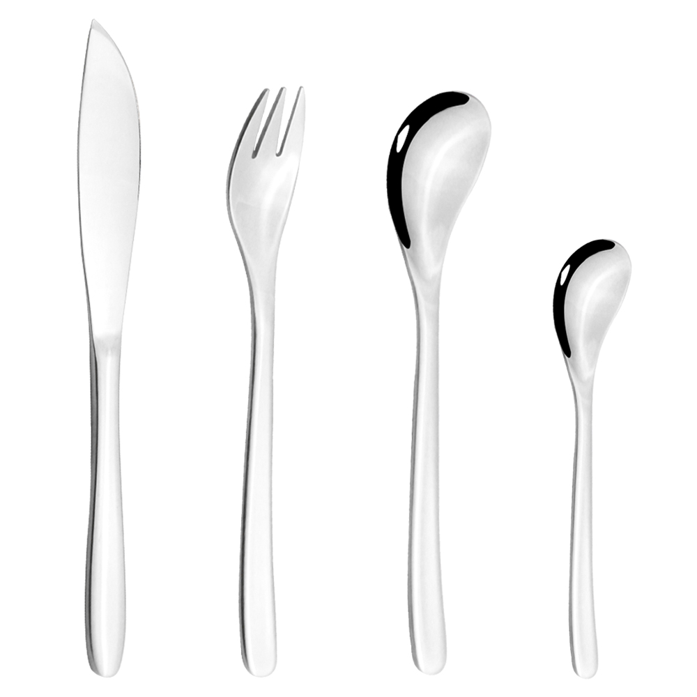 Rose Gold Tableware Set Mirror Silverware Set 304 Stainless Steel Cutlery Kitchen Knife Spoon Flatware Western Dinnerware Set: 4Set / Silver