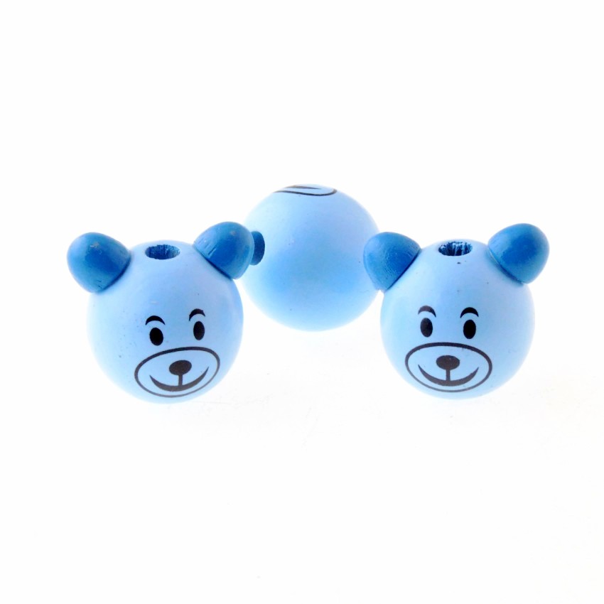 5PCs Color Lovely Animal Cute Bear Wood Beads 27x28mm: Blue