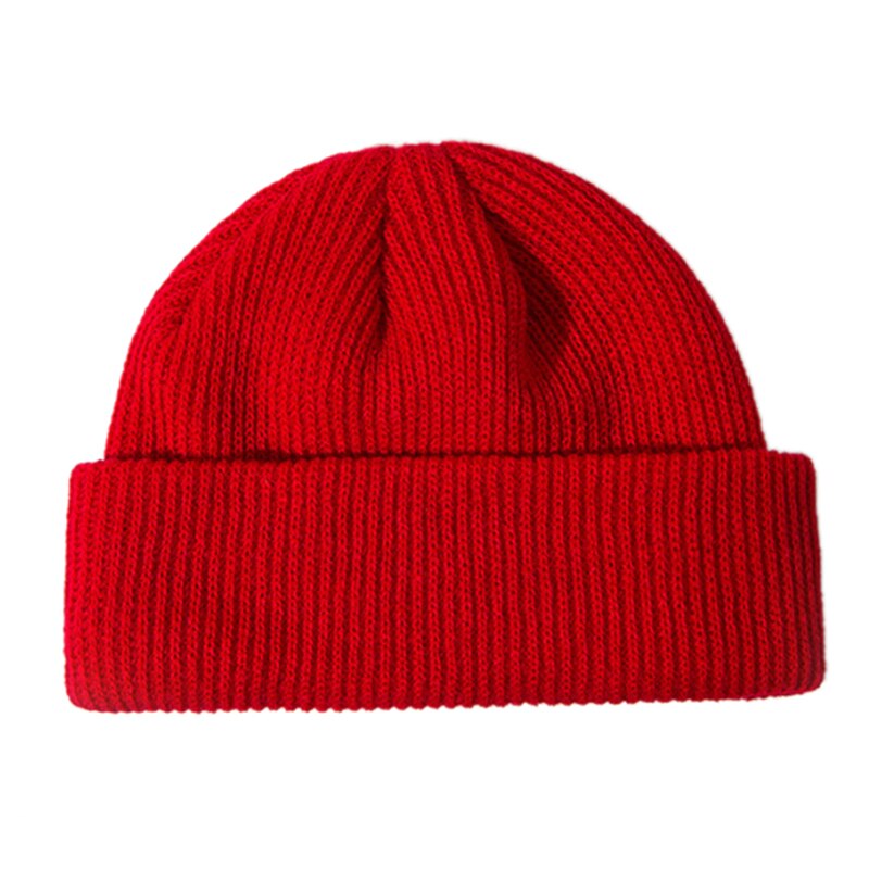 Unisex vinter svart grå rød ensfarget ribbestrikket lue luer for dame herre dame casual caps barn jenter gutter: Rød