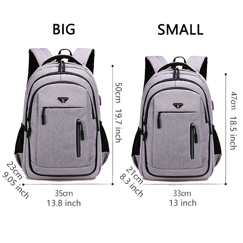 Large-capacity men's laptop rechargeable USB Oxford gray high school school bag youth backpack multifunctional backpack