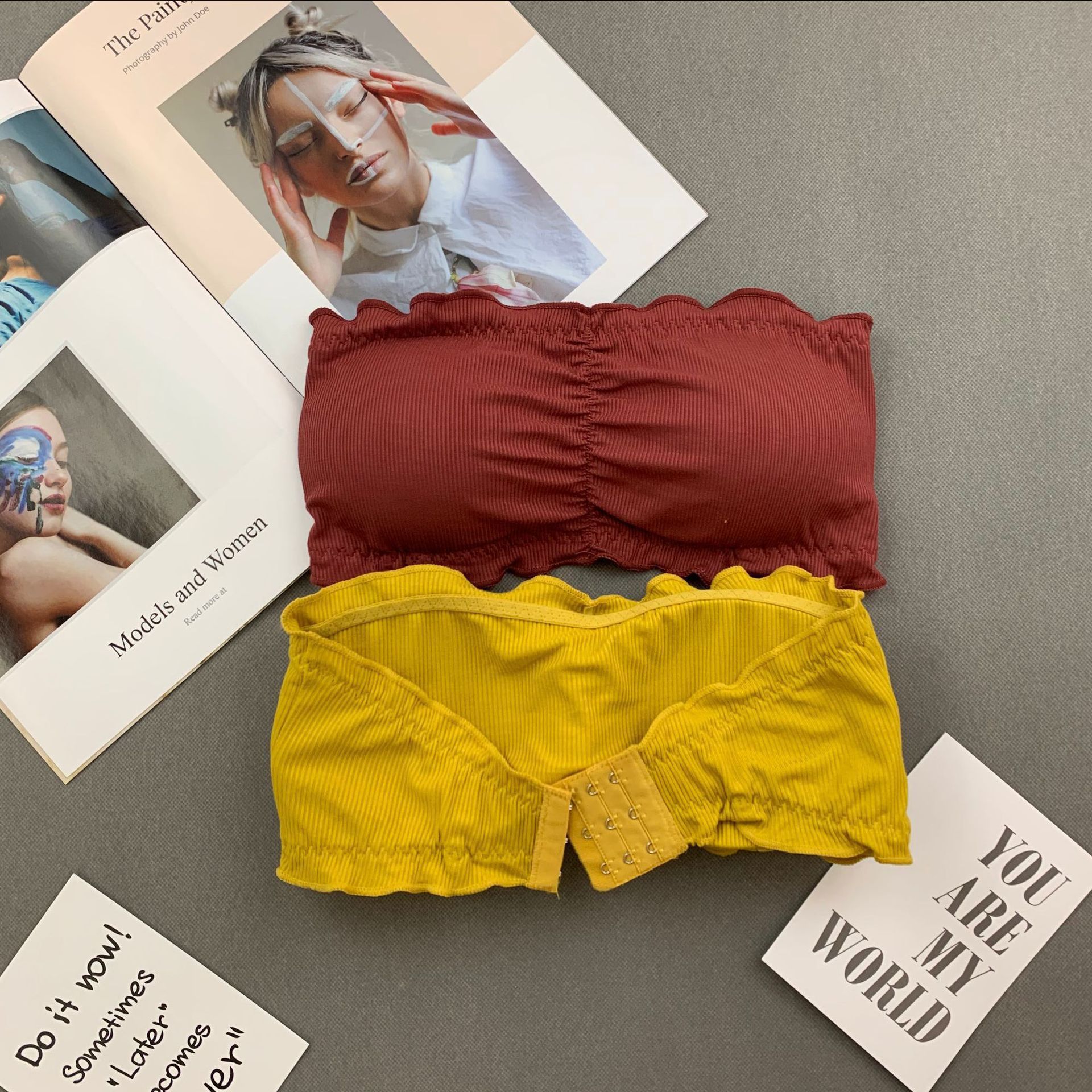 Mooie rug dames bh zonder stalen ring met rugbandgesp, één woord wikkel rond zonder bandjes, meisjes gewikkelde borst