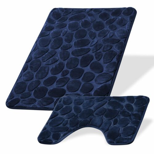 2 Set de baño completo baño contorno alfombra Anti-skid Alfombra Grande Tapa de inodoro cubierta: F