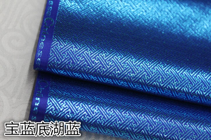 Robe de poupée cheongsam mongole en Satin, spirale carrée Vintage, Faux Satin, brocart de soie doré, tissu Jacquard, dentelle, bricolage: Sea blue and sapphir