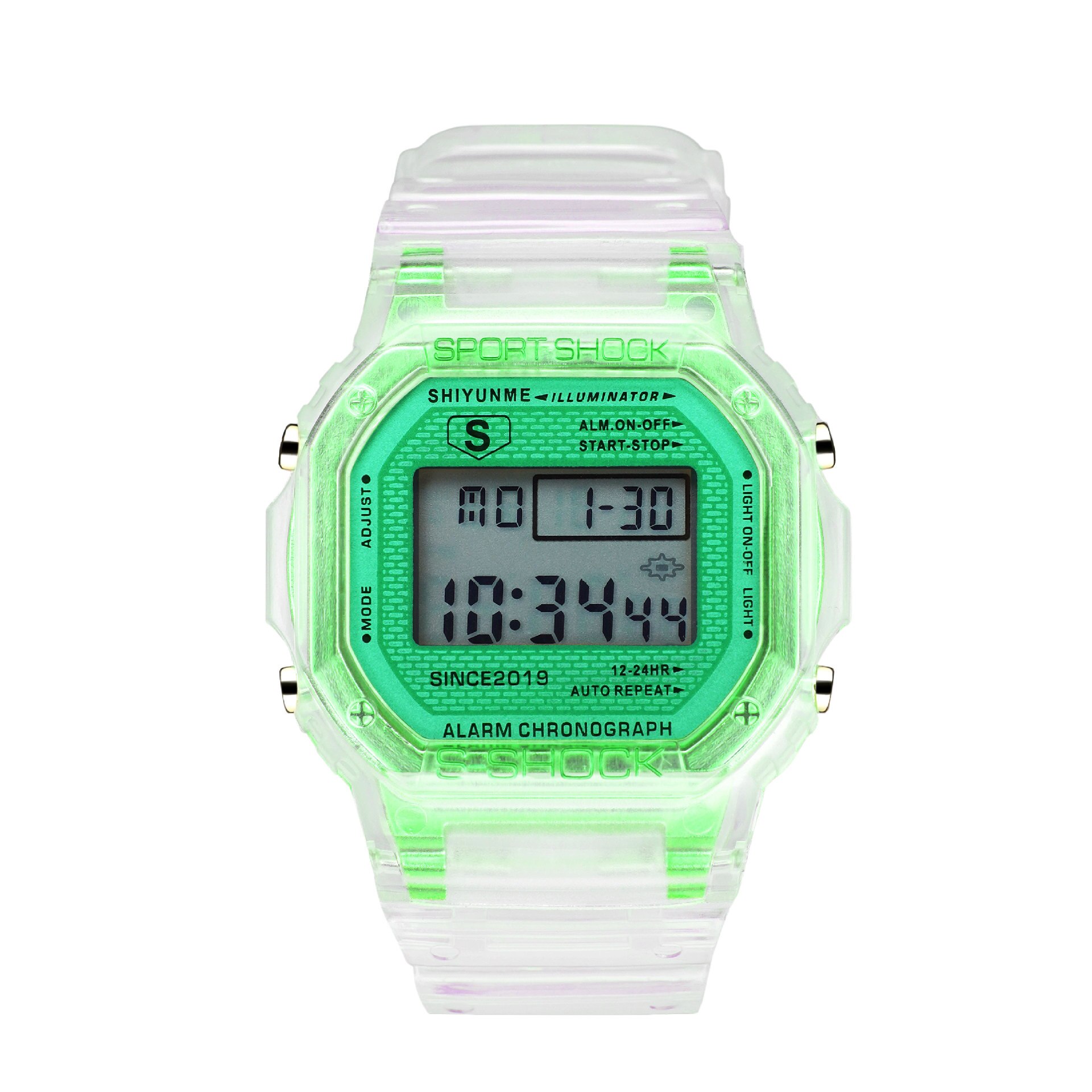 LENNIK-reloj electrónico para estudiantes, sencillo y , coreano, niños y adolescentes, cuadrado pequeño, resistente al agua, C296: Green