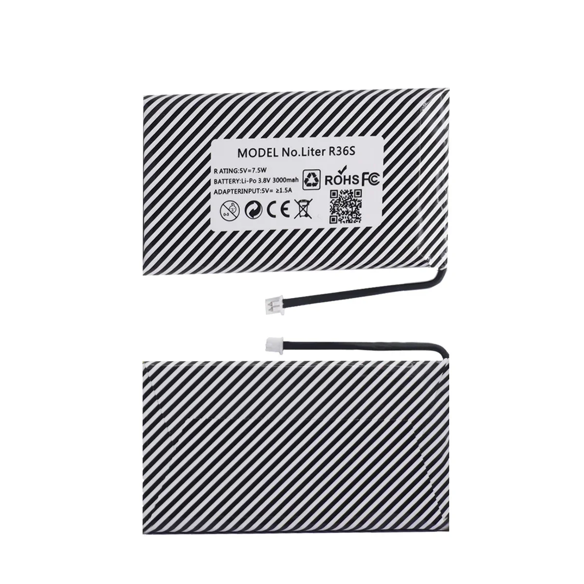 Rechargeable 3.8V 3000mAh lithium battery Suitable for R36S retro handheld game console: black