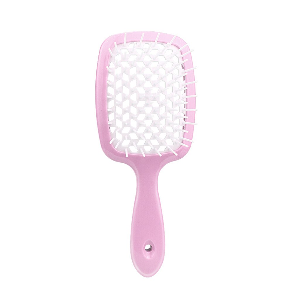 Brede Tanden Luchtkussen Kam Nat Droog Haar Detangling Hoofdhuid Massage Borstel Kappers Vrouwen Tranparent Opknoping Gat Handvat Kam: Pink