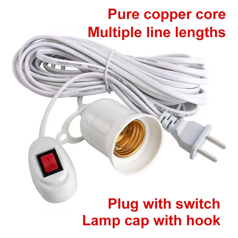 3/5/8/10m Lampvoeten Universeel Met Schakelaar Led Lamp Socket Adapter E27 Schroef lamphouder Accessoires Gereedschap Twee Stekkers Schorsing