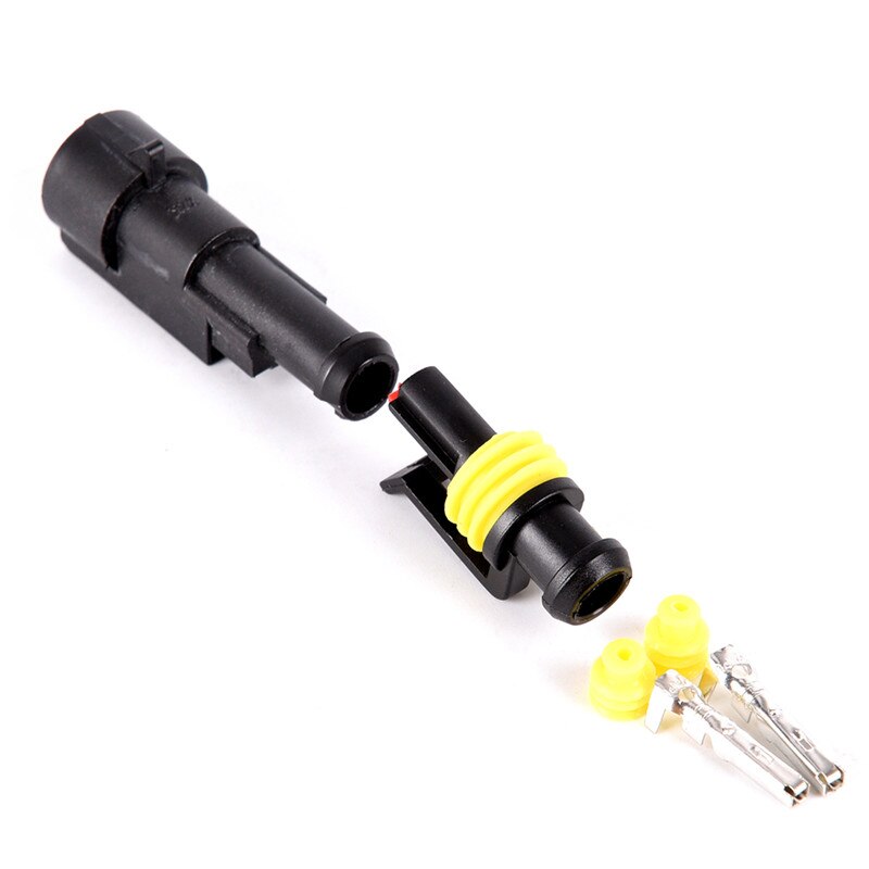 5 sets auto- en motorfiets-aansluitstekkers met 1 pin-weg afgedicht waterdicht elektrisch draad voor hid led-mistlampen