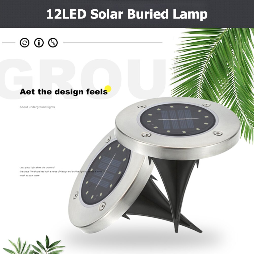 Solar Powered Ground Light Waterproof Garden Pathway Deck Lights With 12 LED Lamp for Home Yard Driveway Lawn Road