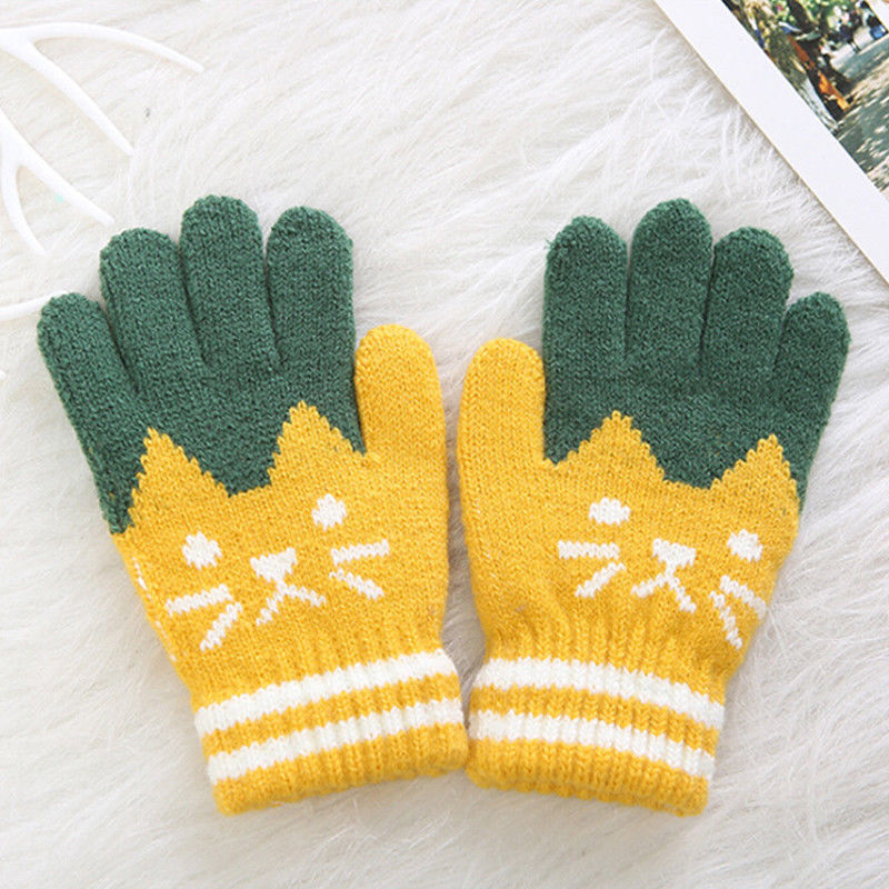 Neue Art freundlicher Winter Warme Dicke Handschuhe Baby Mädchen Jungen Kleinkind Magie Fäustlinge Nachahmung Kaschmir Niedlich Baby Handschuhe 4-8Y: Gelb