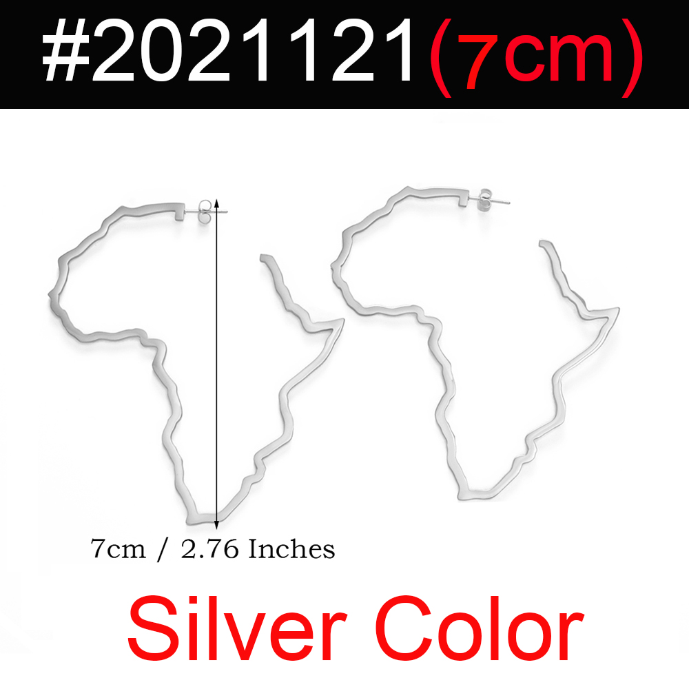 7CM/9CM Outline Africa Map Big Earrings Exaggerate Earring African Jewelry Traditional Ethnic Hyperbole Earrings #201121: Light Yellow Color