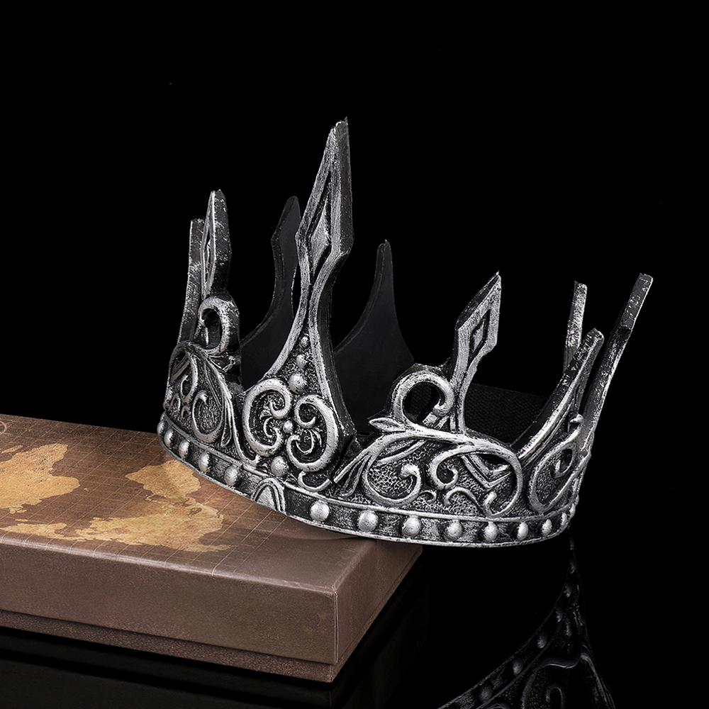 Uds.-Diadema de corona Medieval real para hombre, corona de espuma sintética, corona suave para Cosplay, tocado, decoración para