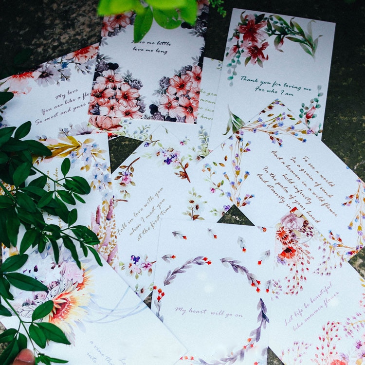 30 stk/æske smuk blomst engelsk kærlighedsbrev kort postkort diy lykønskningskort notekort kontor- og skolepapir