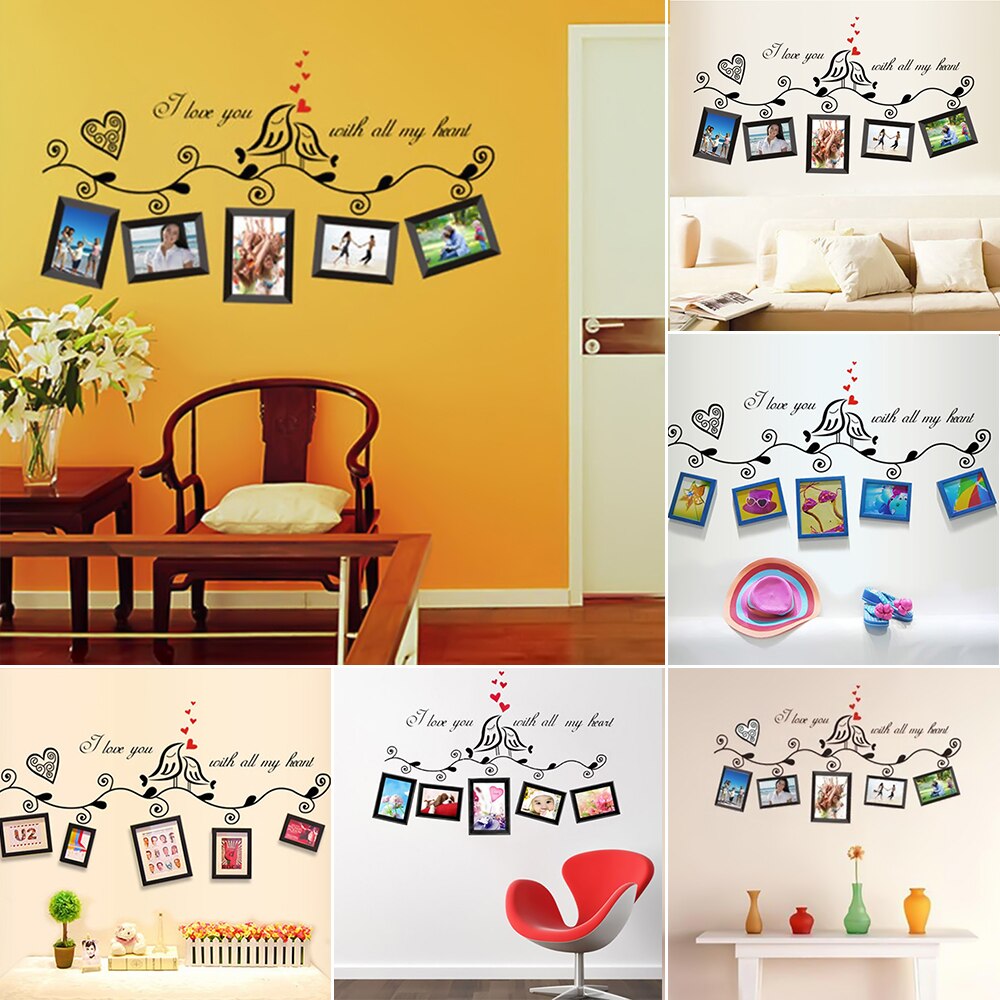 Birds Family Tree black Wall Decals Home Decor Living Room Photo Frame Wall Stickers DIY Nural Art Pvc Wallpaper