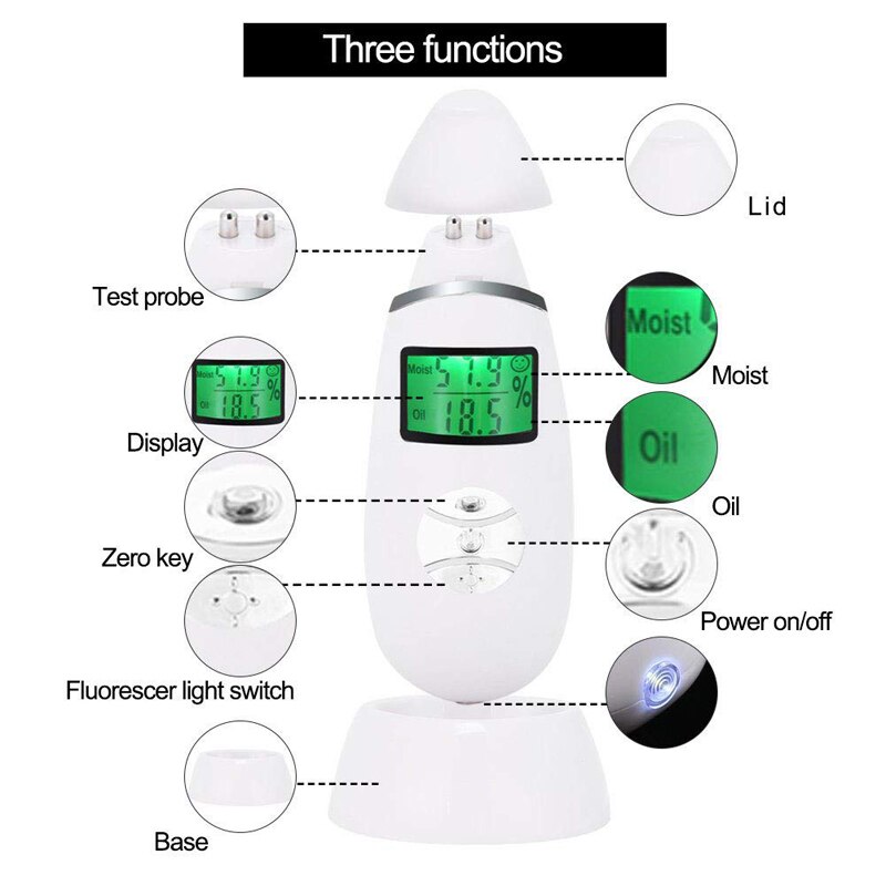 Skin Moisture Meter Digital LCD Display Digital Tester Moisture Oil Content Analyzer Monitor Face Care