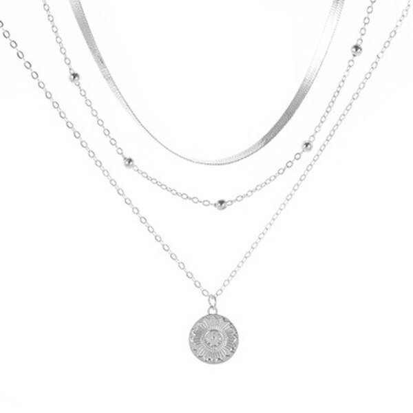 Vintage Multi Gelaagde Lotus Coin Chain Lichtmetalen Choker Kettingen Voor Vrouwen Bohemian Snake Kralen Chian Hangers Kettingen Sieraden