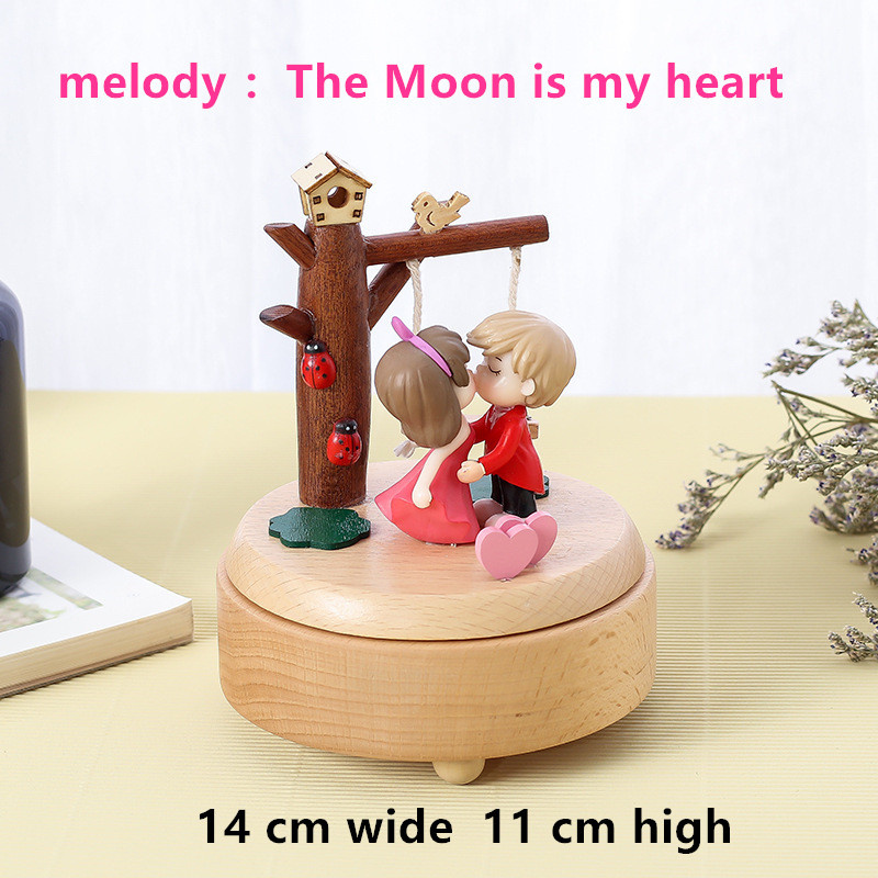 Rotary music box Choose eco-friendly wood Wood crafts music box A birthday Music box: Romantic love