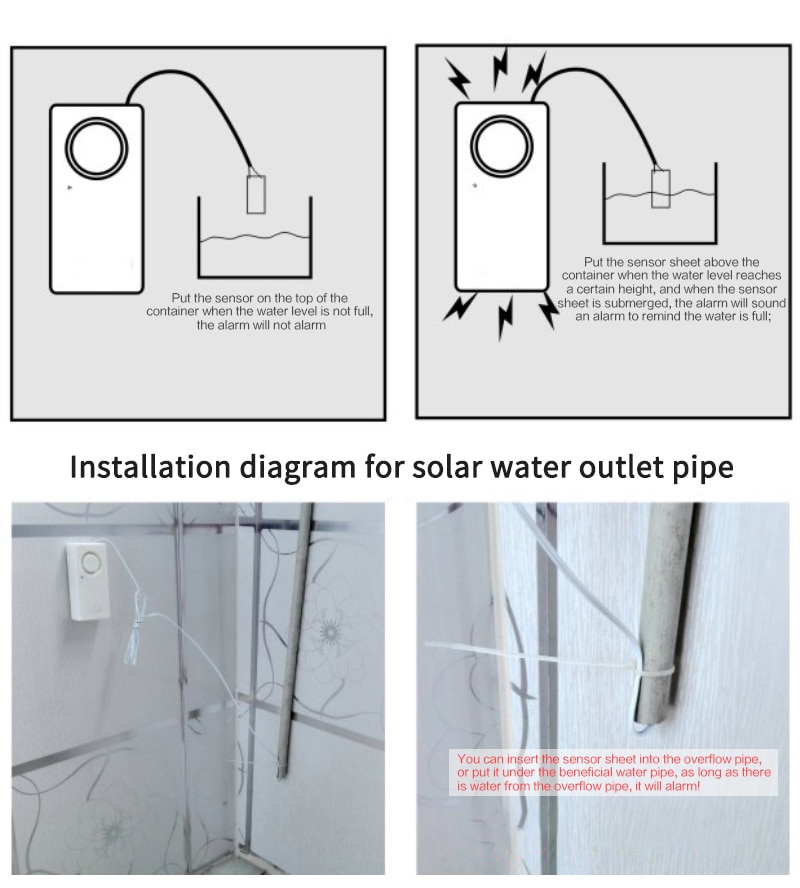 Smart Home Alarm Water Leakage Alarm Detector Independent Water Leak Sensor Detection Flood Alert Overflow Security Alarm System