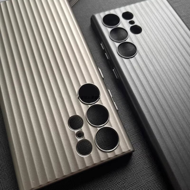 Ultra thin metal grating pattern phone case for Samsung Galaxy S23 Ultra S23+ Plus titanium gray shockproof matte hard cover
