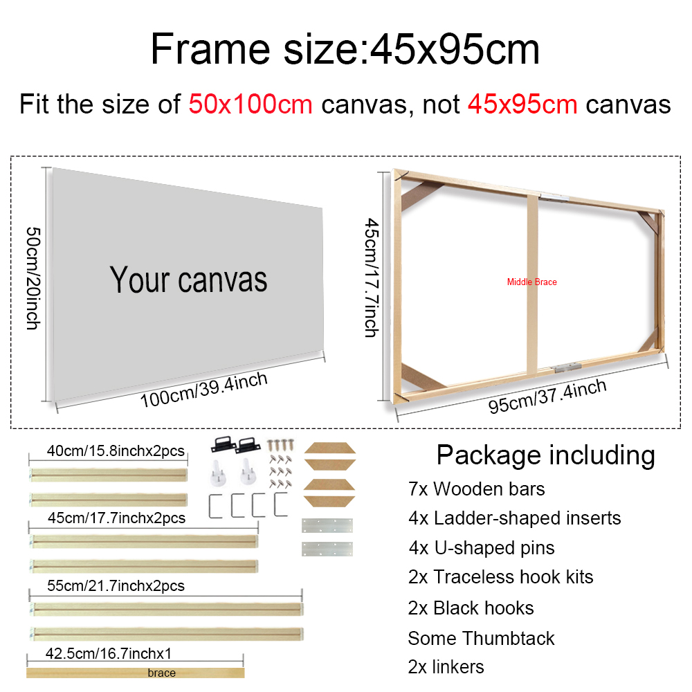 30x60 40x80 50x100cm Wooden Canvas Frame Frames Wooden Photo Oil Painting Canvas Diamond Painting Frames Canvas Wood Frame Wall: PURPLE