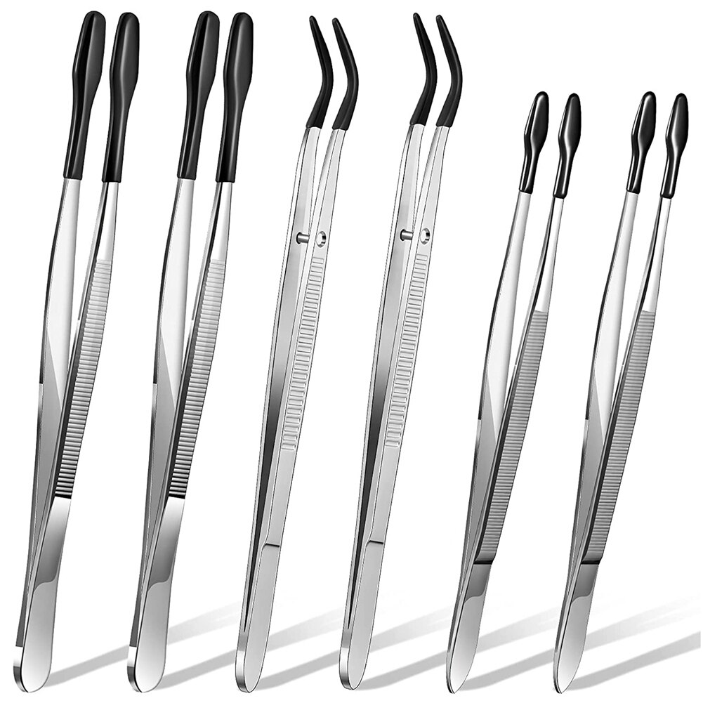 4 Stuks Gebogen Roestvrijstalen Pincetten Met Rubberen Punt Voor Het Maken Van Laboratoriumjuwelen~p140136207