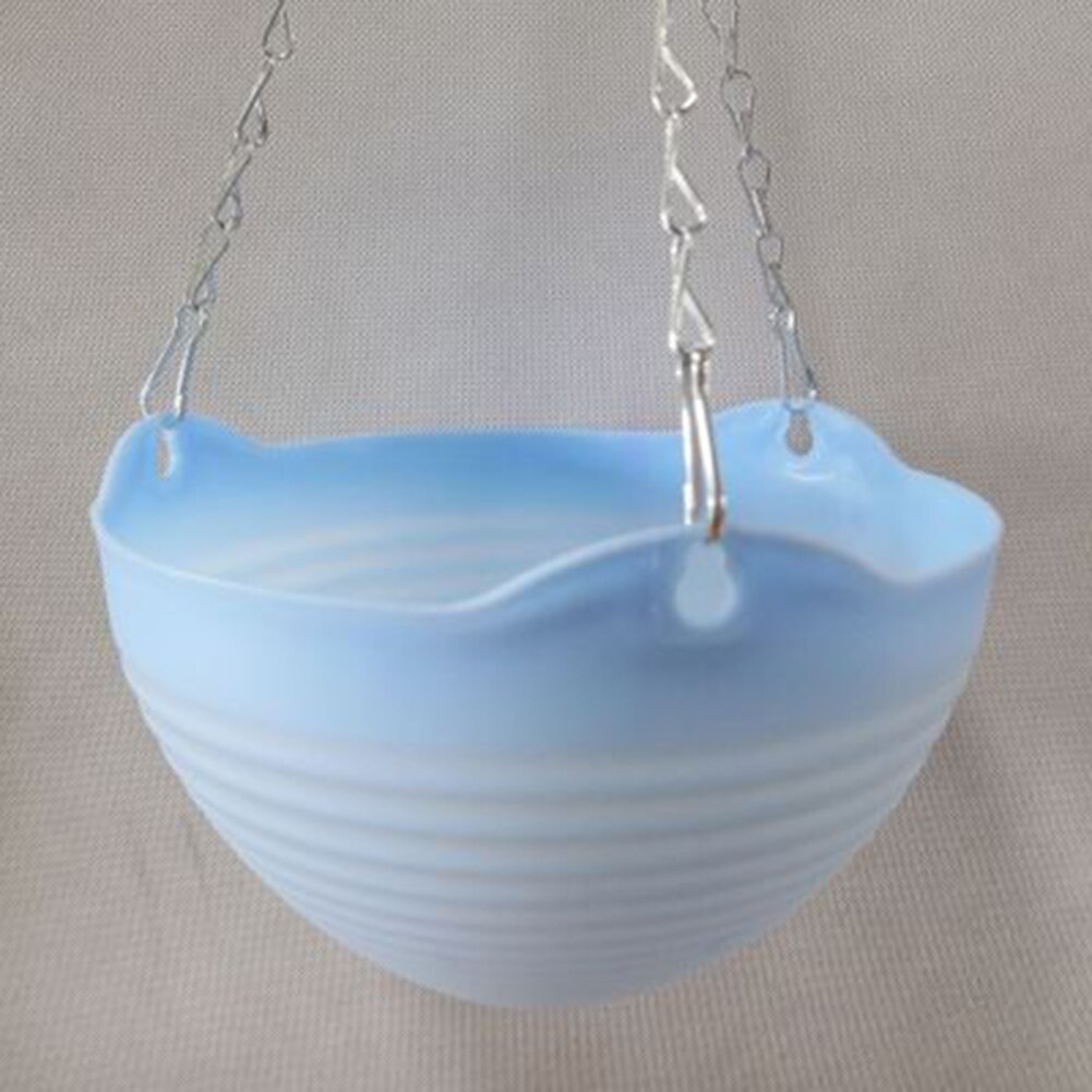 Plastic Hanging-Basket Flower Pot with Chain Home Garden Balcony Macrame Plant Hanger Planters Decor SMD66: Blue