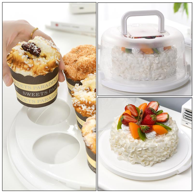 1pc Portable Cake Box Handheld Cake Packaging Food Storage Case Fresh Keeping Container with Lid