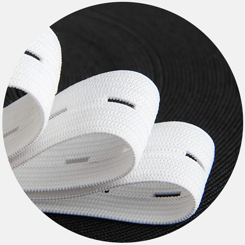 Bandas elásticas con ojales de 2/5M, banda de costura elástica con parte posterior plana de 15/20/25mm, carrete de punto, cinturón de cordón elástico para pantalones DIY, pretina