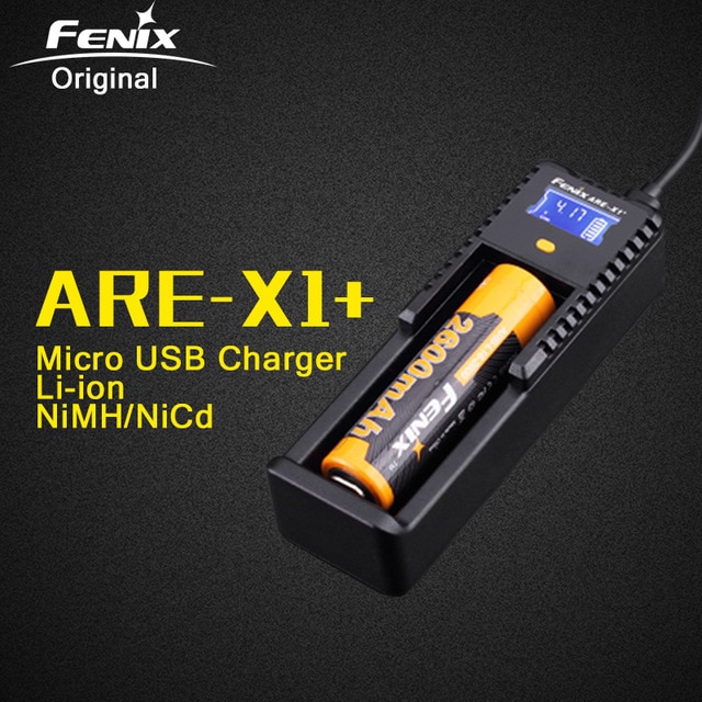 Fenix ARE-X1 + Slimme Lcd-scherm Ion USB Intelligente Acculader voor 18650 26650 AA AAA