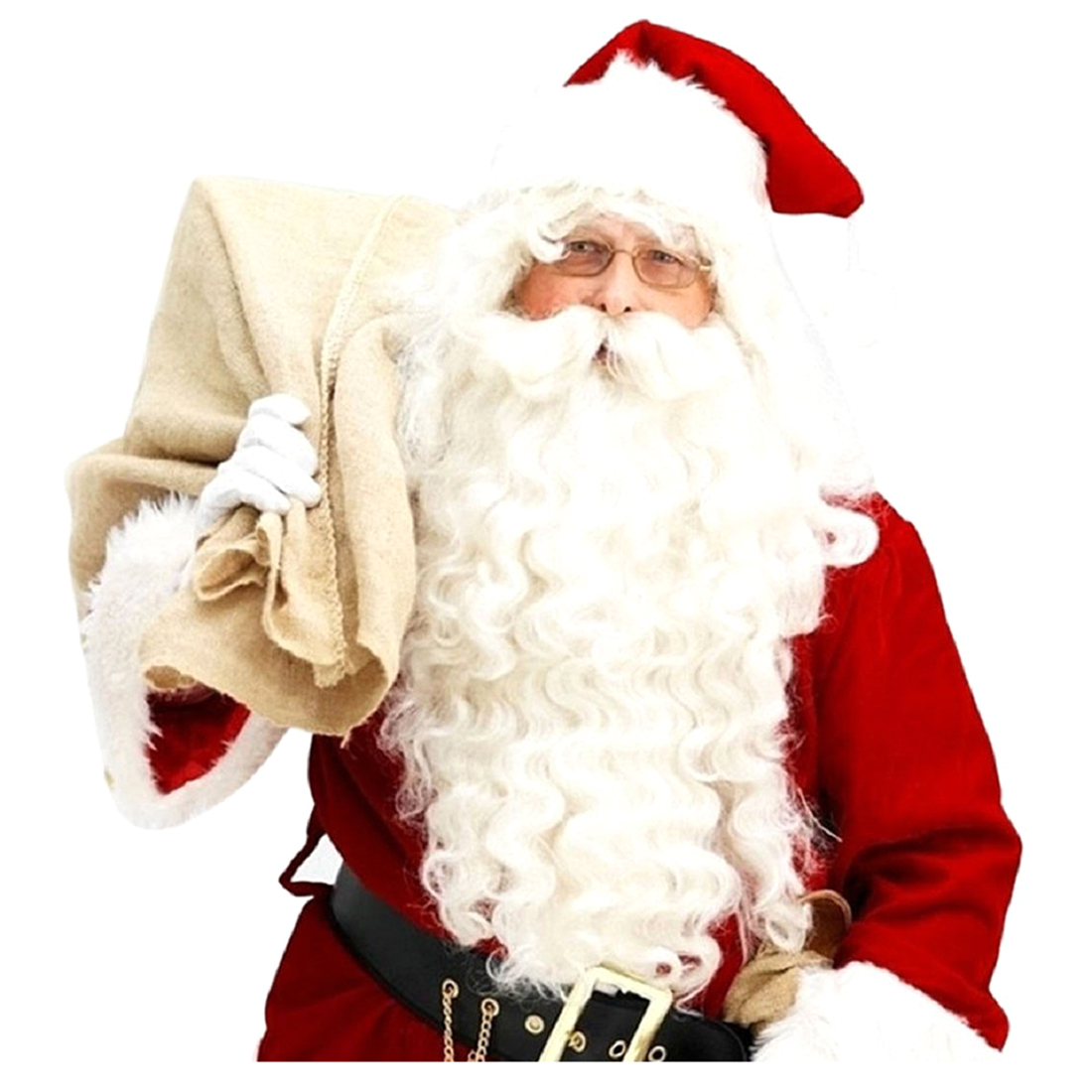 Peluca de Santa Claus + conjunto de barba accesorio de disfraz vestido de fantasía de Navidad para adultos: Default Title