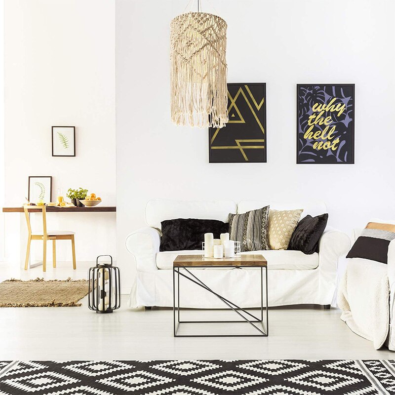 Handgeweven plafondlamp in bohemian stijl, lampenkap voor slaapkamer en badkamer, warm wit