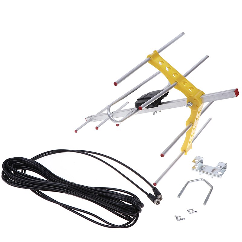 1Pc Outdoor 100 Mijl Amplified 8 Yagi Antenne Hd Tv 10dB Lange Range Uhf/Vhf/Fm Hdtv